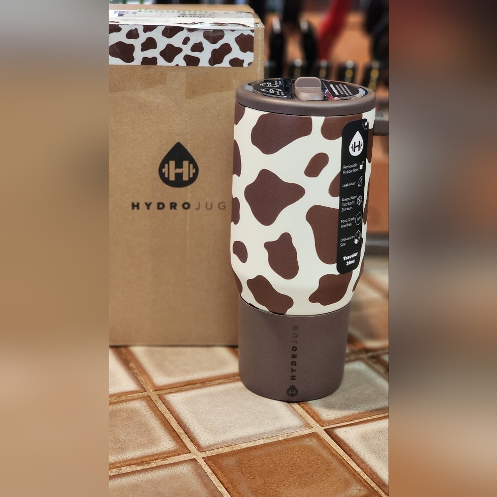 NEW IN BOX HydroJug HOWDY Cow Print Traveler 20oz LIMITED EDITION